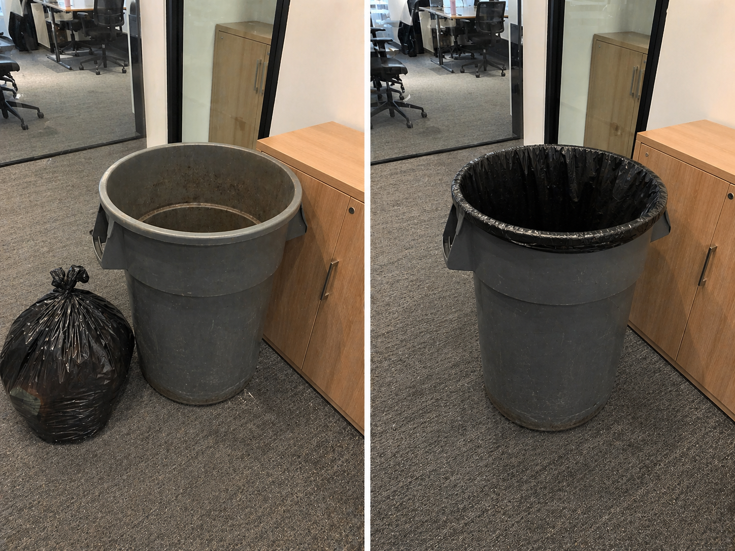Office restroom before and after cleaning